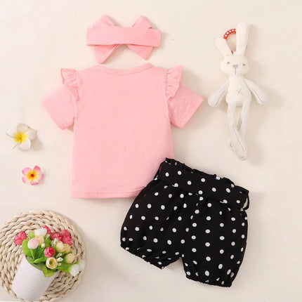 Baby Girl 0 - 18M Toddler Polka Rabbit 3pc Outfit Clothing Set - Clothing Set - Mioglrie - Mad Fly Essentials