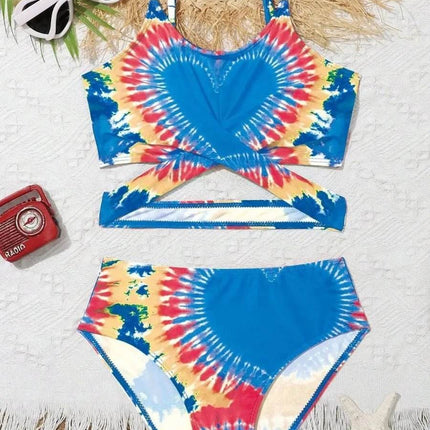 Baby Girl 2pc Tie - Dye Heart 7 - 12Y Swimwear Set - Swimwear Set - ASHEYWR - Mad Fly Essentials