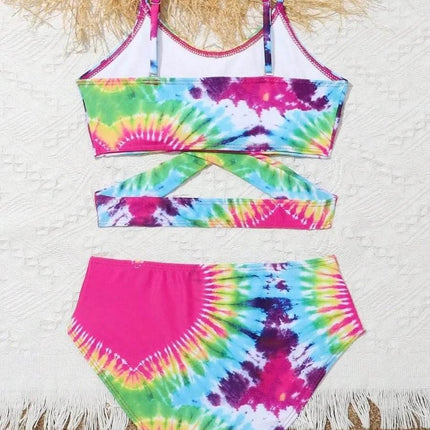 Baby Girl 2pc Tie - Dye Heart 7 - 12Y Swimwear Set - Swimwear Set - ASHEYWR - Mad Fly Essentials