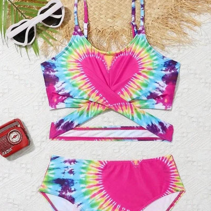 Baby Girl 2pc Tie - Dye Heart 7 - 12Y Swimwear Set - Swimwear Set - ASHEYWR - Mad Fly Essentials