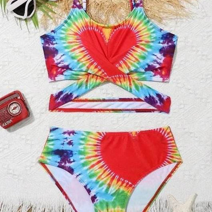Baby Girl 2pc Tie - Dye Heart 7 - 12Y Swimwear Set - Swimwear Set - ASHEYWR - Mad Fly Essentials