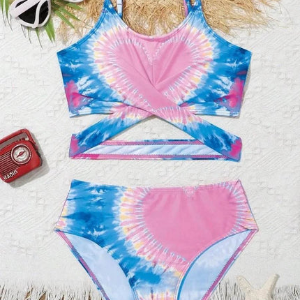 Baby Girl 2pc Tie - Dye Heart 7 - 12Y Swimwear Set - Swimwear Set - ASHEYWR - Mad Fly Essentials