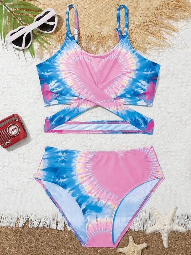 Baby Girl 2pc Tie - Dye Heart 7 - 12Y Swimwear Set - Swimwear Set - ASHEYWR - Mad Fly Essentials
