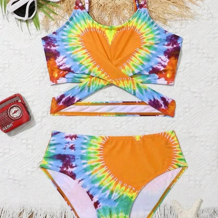 Baby Girl 2pc Tie - Dye Heart 7 - 12Y Swimwear Set - Swimwear Set - ASHEYWR - Mad Fly Essentials