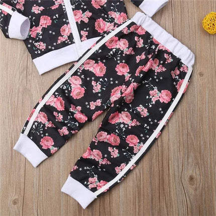 Baby Girl 3 - 7Y Floral Tracksuit Set - Tracksuit Set - Canrulo - Mad Fly Essentials