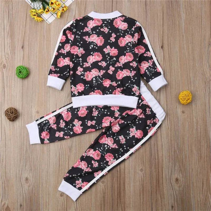 Baby Girl 3 - 7Y Floral Tracksuit Set - Tracksuit Set - Canrulo - Mad Fly Essentials
