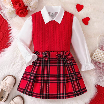 Baby Girl Checkered Skirt Outfit Set  - Mad Fly Essentials