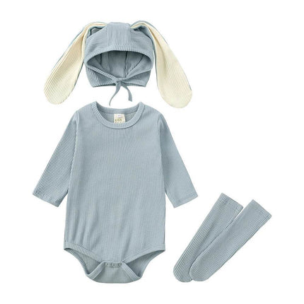 Girl Bunny 3pc Jumpsuit Hoodies Set Baby Romper - Baby Romper - Chivry - Mad Fly Essentials