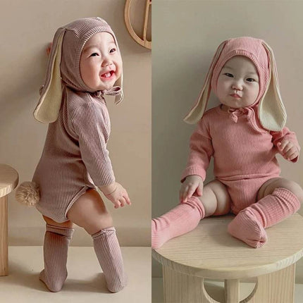 Girl Bunny 3pc Jumpsuit Hoodies Set Baby Romper - Baby Romper - Chivry - Mad Fly Essentials