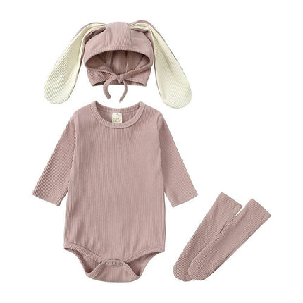 Girl Bunny 3pc Jumpsuit Hoodies Set Baby Romper - Baby Romper - Chivry - Mad Fly Essentials