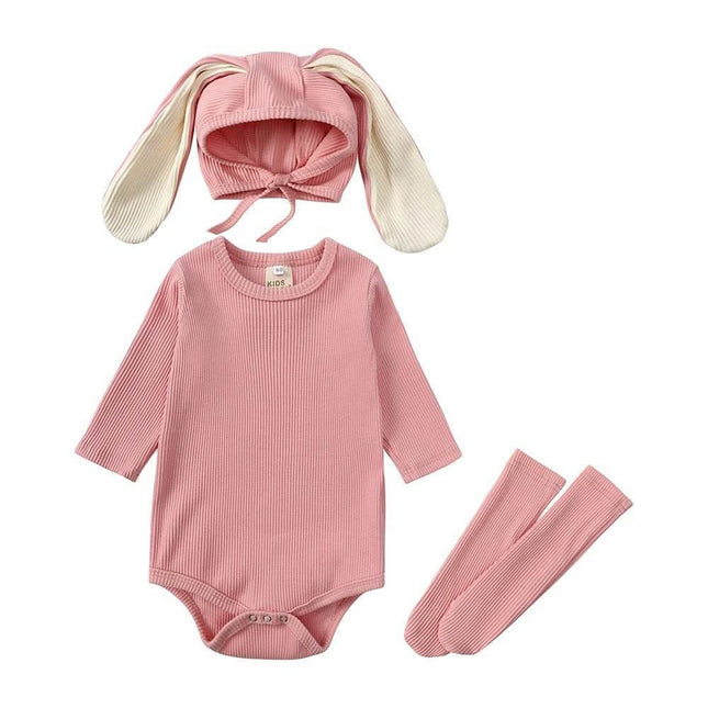 Girl Bunny 3pc Jumpsuit Hoodies Set Baby Romper - Baby Romper - Chivry - Mad Fly Essentials