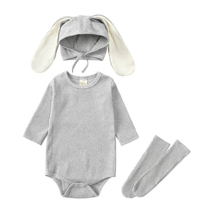 Girl Bunny 3pc Jumpsuit Hoodies Set Baby Romper - Baby Romper - Chivry - Mad Fly Essentials