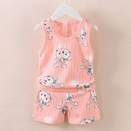 Baby Girl Cartoon Rabbit Pajama Set - Pajama Set - Chivry - Mad Fly Essentials