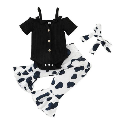 Baby Girl Cow Camisole 3pc Infant Toddler Clothing Set - Clothing Set - LZH - Mad Fly Essentials