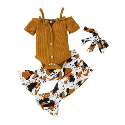 Baby Girl Cow Camisole 3pc Infant Toddler Clothing Set - Clothing Set - LZH - Mad Fly Essentials