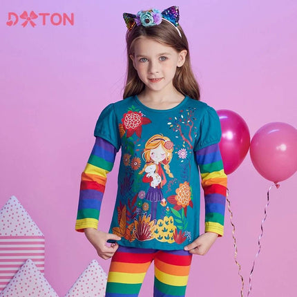 Baby Girl Floral Cartoon Long Rainbow Top Sweater - Sweater - DXTON - Mad Fly Essentials