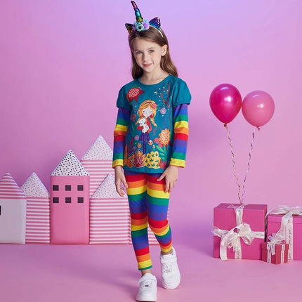 Baby Girl Floral Cartoon Long Rainbow Top Sweater - Sweater - DXTON - Mad Fly Essentials