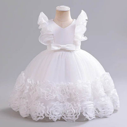 Baby Girl Flower Baptism Tutu Birthday Party Dress - Party Dress - Emmababy - Mad Fly Essentials