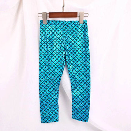 Baby Girl Mermaid Scale 2 - 12Y Fitness Leggings - Fitness Leggings - HIBISCUSARA - Mad Fly Essentials