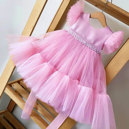Baby Girl Pink Bow Lace Birthday Princess Dress - Princess Dress - LZH - Mad Fly Essentials