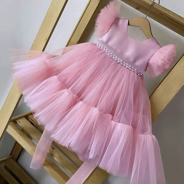 Baby Girl Pink Bow Lace Birthday Princess Dress - Princess Dress - LZH - Mad Fly Essentials
