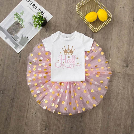 Baby Girl Pink Gold Skirt Tutu Dress - Tutu Dress - Baby J - Mad Fly Essentials
