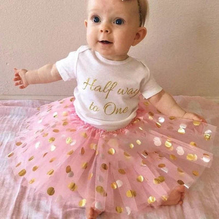 Baby Girl Pink Gold Skirt Tutu Dress - Tutu Dress - Baby J - Mad Fly Essentials