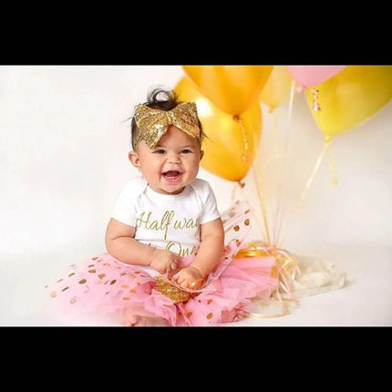 Baby Girl Pink Gold Tutu Skirt - Mad Fly Essentials