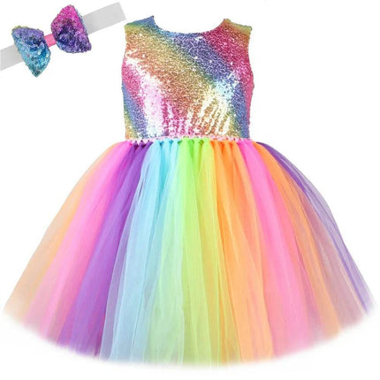 Baby Girl Rainbow Sequin Princess Dress - Princess Dress - HJTT - Mad Fly Essentials