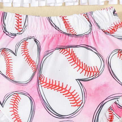 Baby Girl Set Baseball Print Short 3pc Outfit Set - Baby Girl Set - PatPat - Mad Fly Essentials