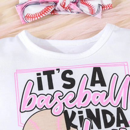 Baby Girl Set Baseball Print Short 3pc Outfit Set - Baby Girl Set - PatPat - Mad Fly Essentials