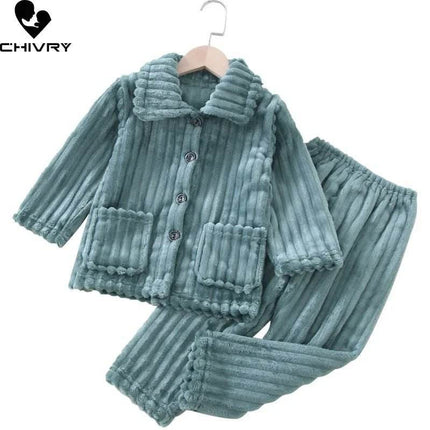 Baby Girl Solid Flannel Sleepwear Pajama Set - Pajama Set - Chivry - Mad Fly Essentials