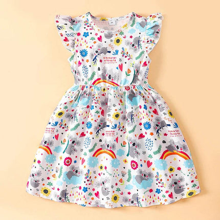 Baby Girl Summer Cartoon Dinosaur Rainbow Party Dress - Party Dress - Girlymax - Mad Fly Essentials