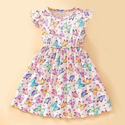 Baby Girl Summer Cartoon Dinosaur Rainbow Dress - Mad Fly Essentials