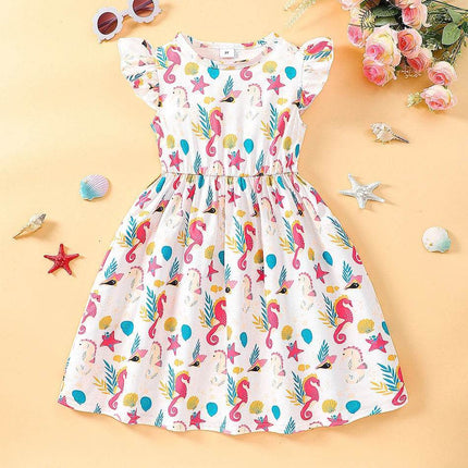 Baby Girl Summer Cartoon Dinosaur Rainbow Party Dress - Party Dress - Girlymax - Mad Fly Essentials