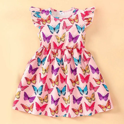 Baby Girl Summer Cartoon Dinosaur Rainbow Dress - Mad Fly Essentials