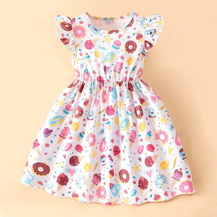 Baby Girl Summer Cartoon Dinosaur Rainbow Party Dress - Party Dress - Girlymax - Mad Fly Essentials