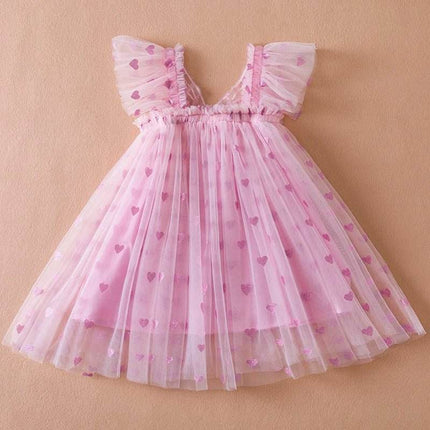 Baby Girl Summer Heart Butterfly Birthday Princess Dress - Princess Dress - Superstar Kids - Mad Fly Essentials