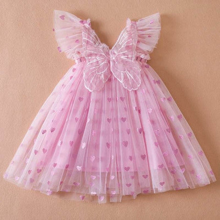 Baby Girl Heart Butterfly Princess Dress - Mad Fly Essentials