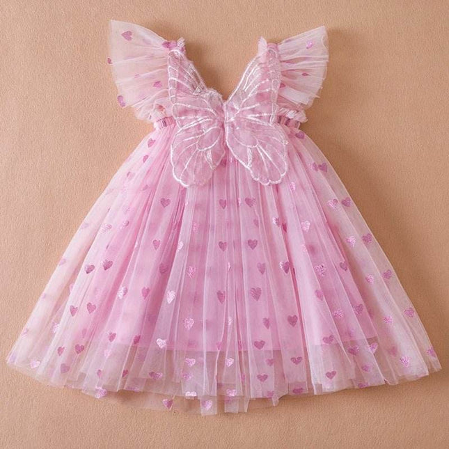 Baby Girl Heart Butterfly Princess Dress - Mad Fly Essentials