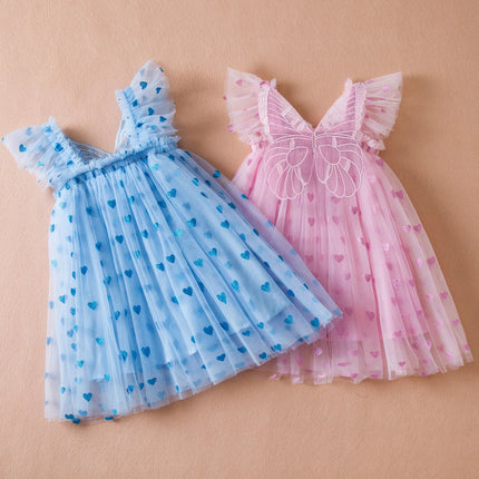 Baby Girl Summer Heart Butterfly Birthday Princess Dress - Princess Dress - Superstar Kids - Mad Fly Essentials