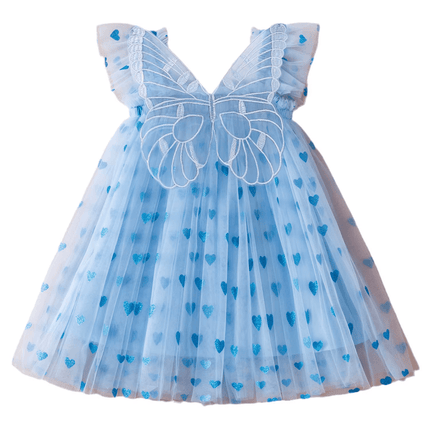 Baby Girl Summer Heart Butterfly Birthday Princess Dress - Princess Dress - Superstar Kids - Mad Fly Essentials