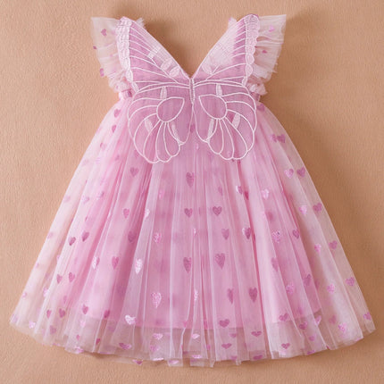 Baby Girl Summer Heart Butterfly Birthday Princess Dress - Princess Dress - Superstar Kids - Mad Fly Essentials