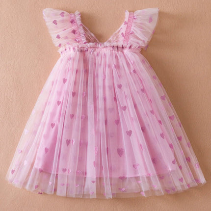 Baby Girl Summer Heart Butterfly Birthday Princess Dress - Princess Dress - Superstar Kids - Mad Fly Essentials