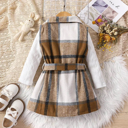 Baby Girl Toddler Lapel Plaid Dress Outfit Set - Outfit Set - PatPat - Mad Fly Essentials