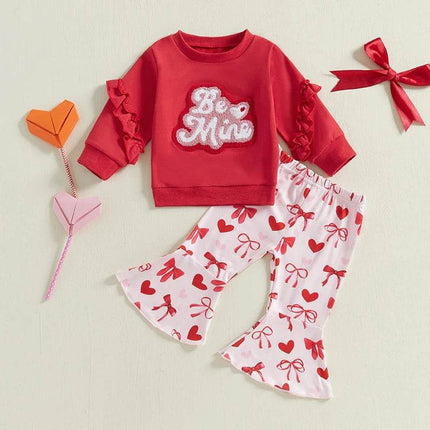 Baby Girl Valentine Heart Be Mine Outfit Set - Outfit Set - ABaby - Mad Fly Essentials