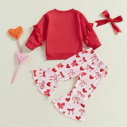 Baby Girl Valentine Heart Be Mine Outfit Set - Outfit Set - ABaby - Mad Fly Essentials