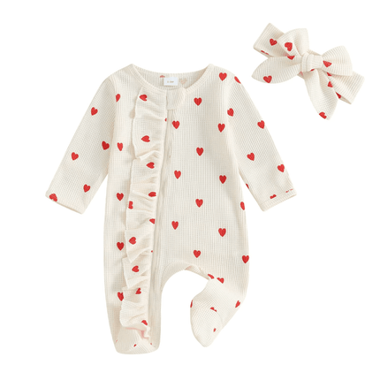 Baby Girl Valentine Heart Romper - Baby Romper - KuKitty - Mad Fly Essentials