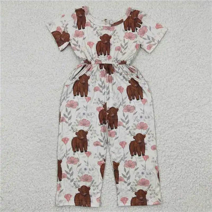 Baby Girl Western Animal Floral Navajo Overalls Jumpsuit - Jumpsuit - Madeline - Mad Fly Essentials