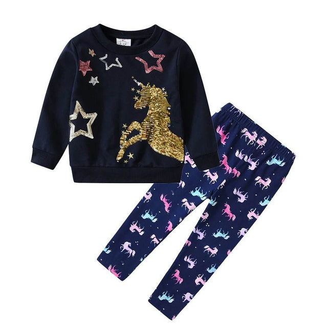 Baby Girls Cartoon Sequin Unicorn Clothing Set - Clothing Set - VIKITA - Mad Fly Essentials